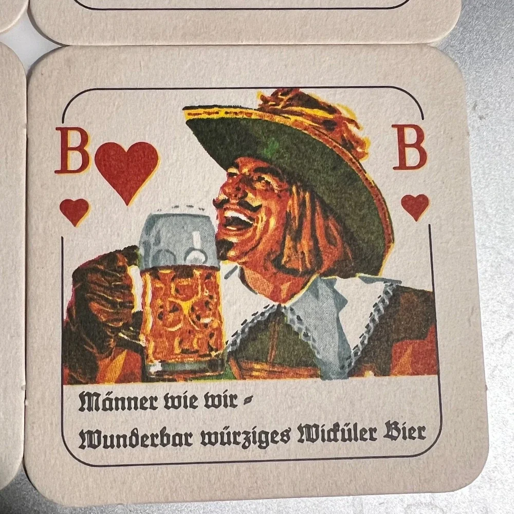 Wicküler Beer Coasters Cream Vintage Playing‎ Card King Jack Set of 4